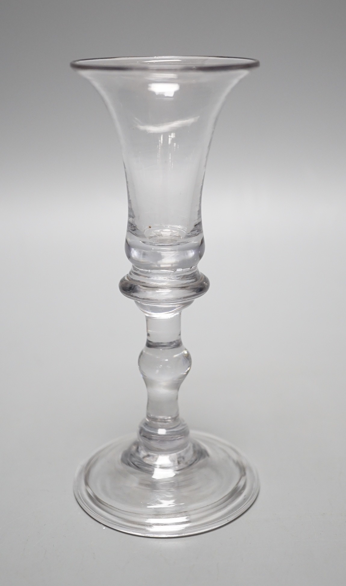 A George II gin or cordial glass c.1720-30, 13.5cm tall